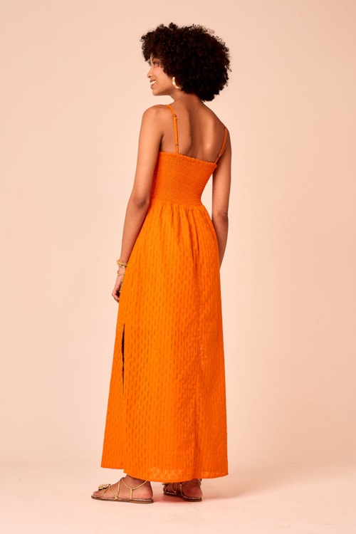 Vestido Cropped Bossa Maquinetado Laranja Tangerina - foto 2