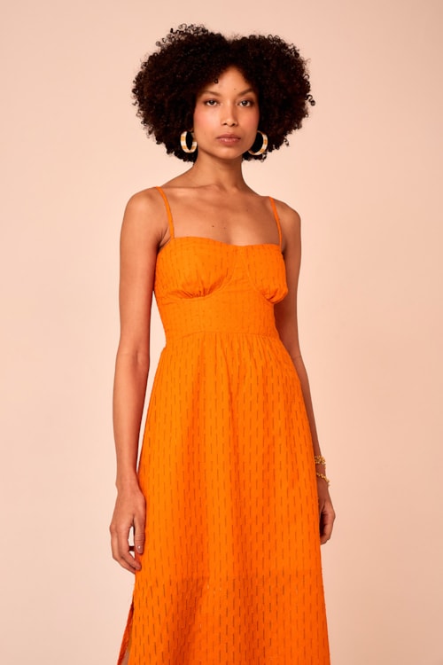 Vestido Cropped Bossa Maquinetado Laranja Tangerina - foto 5