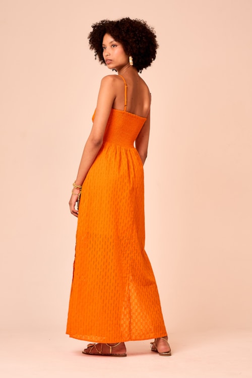 Vestido Cropped Bossa Maquinetado Laranja Tangerina - foto 6