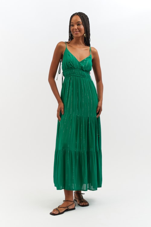 Vestido Cropped Brisa Tropical Verde Esmeralda - foto 3