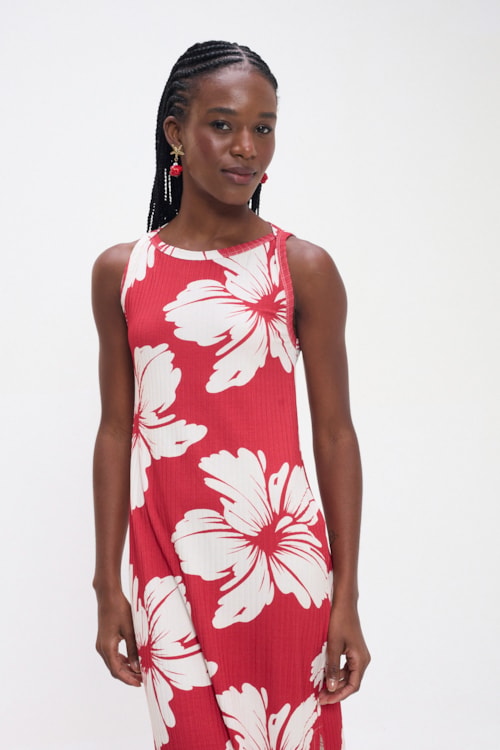 Vestido Cropped Capri Canelado Estampado - foto 2