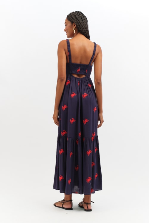 Vestido Cropped Caranguejo Bordado Azul - foto 5