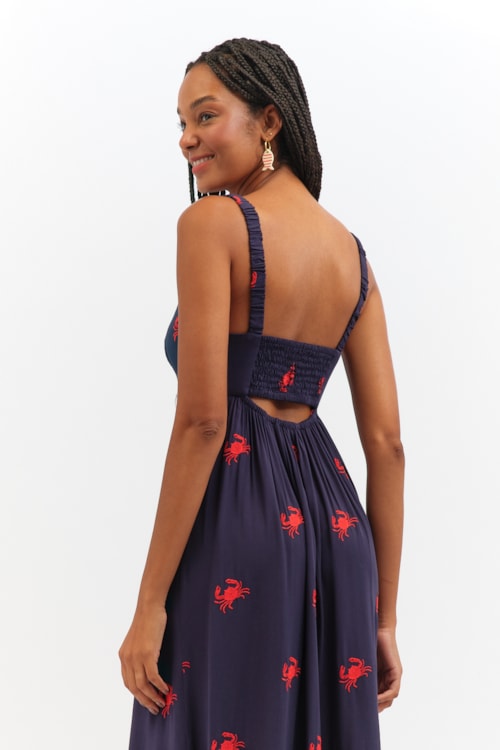 Vestido Cropped Caranguejo Bordado Azul - foto 6