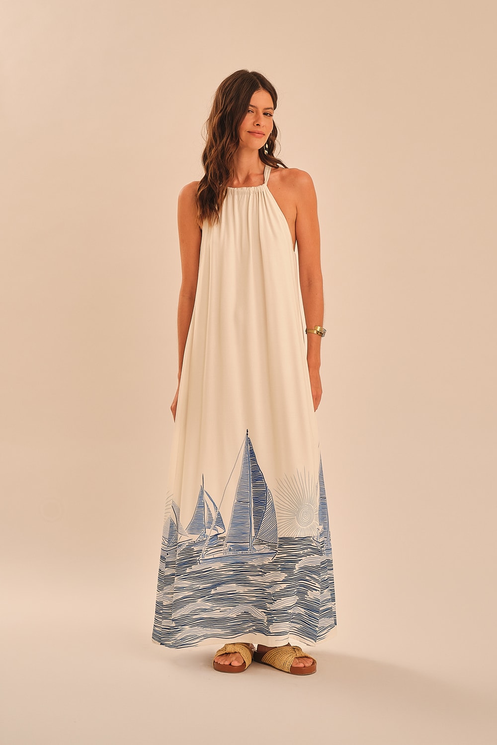 Vestido Cropped Caravelas Estampado