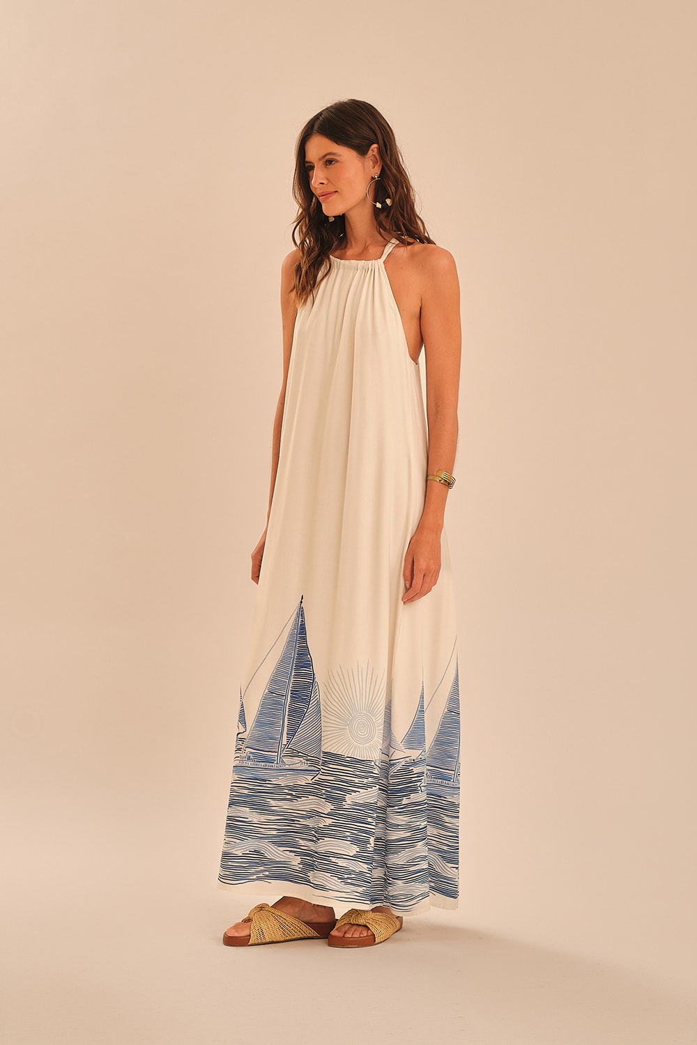 Vestido Cropped Caravelas Estampado
