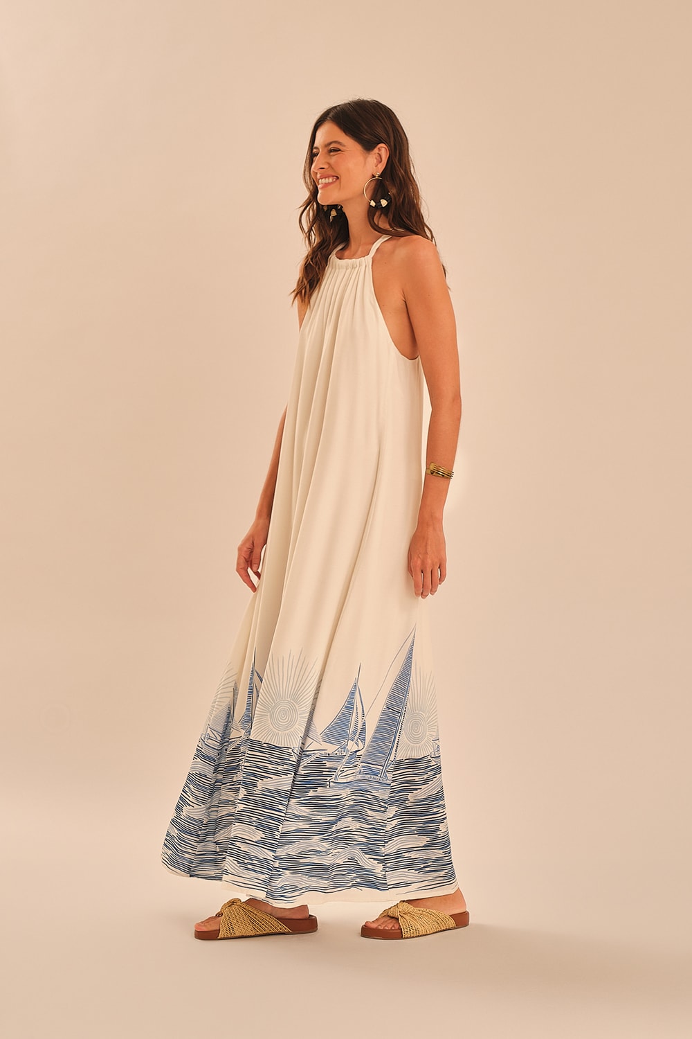 Vestido Cropped Caravelas Estampado
