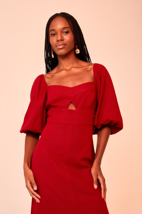 Vestido Cropped Celine Vermelho Rubi - foto 3
