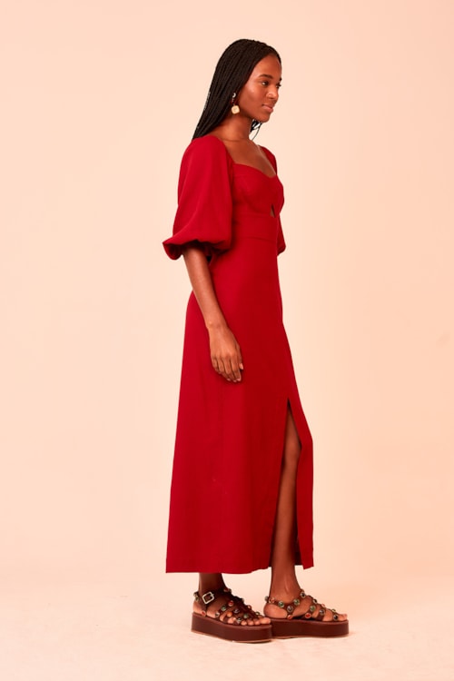 Vestido Cropped Celine Vermelho Rubi - foto 2