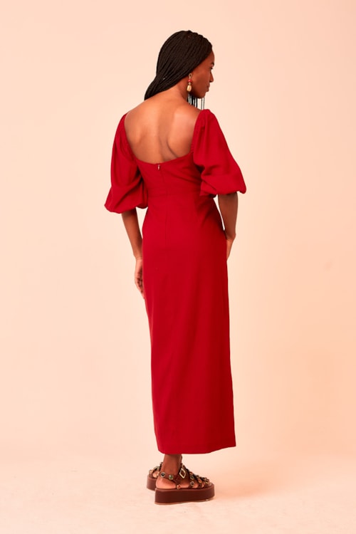 Vestido Cropped Celine Vermelho Rubi - foto 4