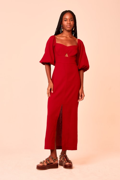 Vestido Cropped Celine Vermelho Rubi - foto 1