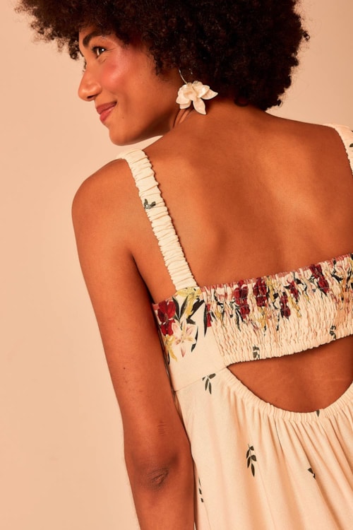 Vestido Cropped Chevron Floral Estampado - foto 2