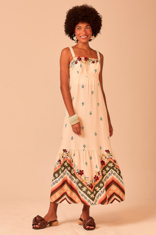 Vestido Cropped Chevron Floral Estampado - foto 4