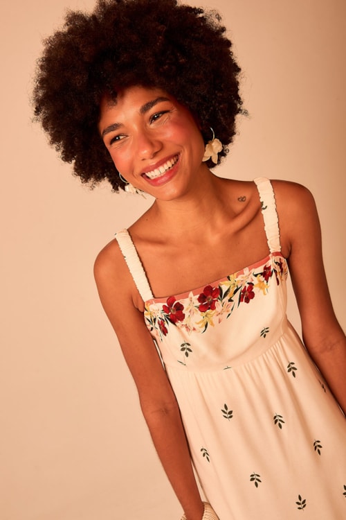 Vestido Cropped Chevron Floral Estampado - foto 5