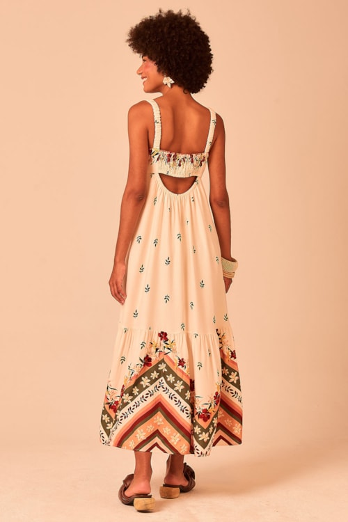 Vestido Cropped Chevron Floral Estampado - foto 6