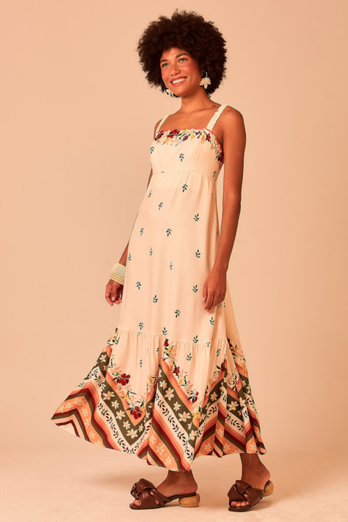 Vestido Cropped Chevron Floral Estampado - foto 1