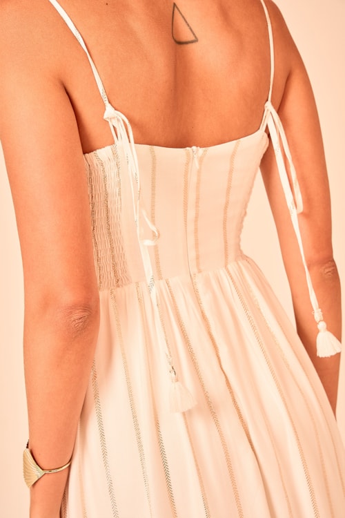 Vestido Cropped Chevron Lurex Off - foto 6