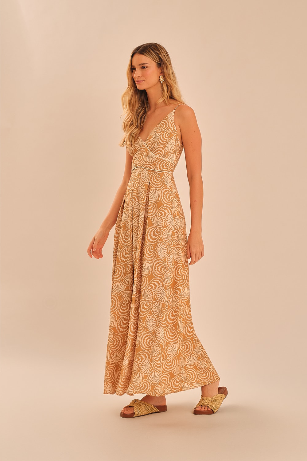 Vestido Cropped Concha Natural Estampado
