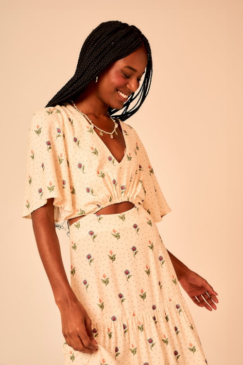 Vestido Cropped Delicadeza Bordada Estampado - foto 2