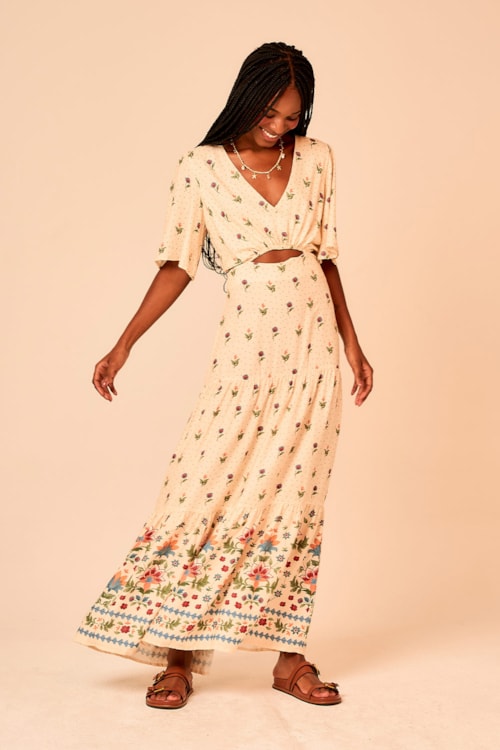 Vestido Cropped Delicadeza Bordada Estampado - foto 1