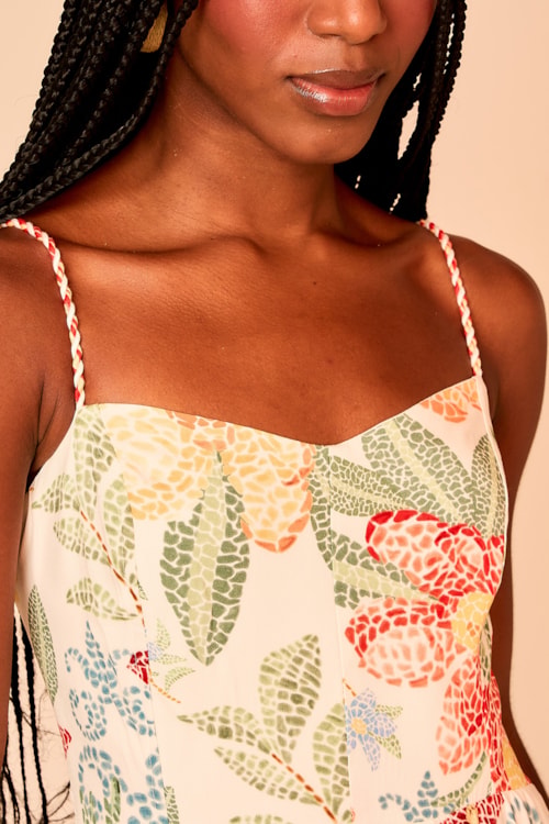 Vestido Cropped Estampa Floral Mosaico Estampado - foto 2