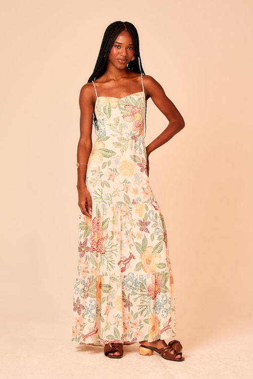 Vestido Cropped Estampa Floral Mosaico Estampado - foto 3
