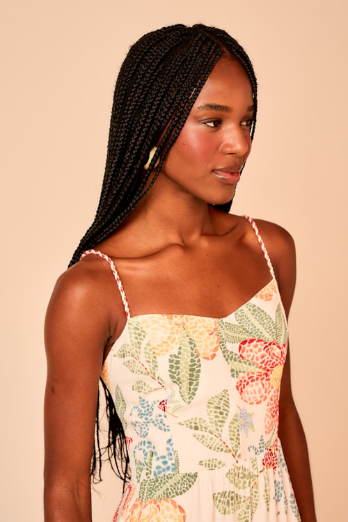 Vestido Cropped Estampa Floral Mosaico Estampado - foto 4