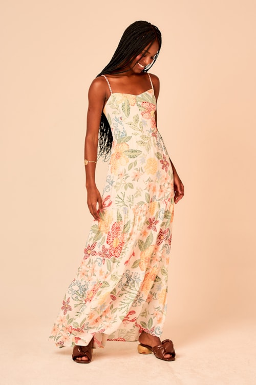 Vestido Cropped Estampa Floral Mosaico Estampado - foto 1