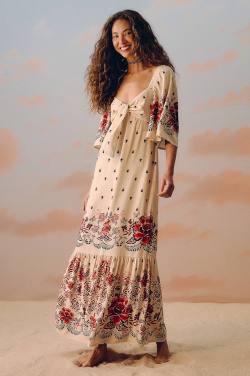 Vestido Cropped Fauna Bordada Estampado - foto 1