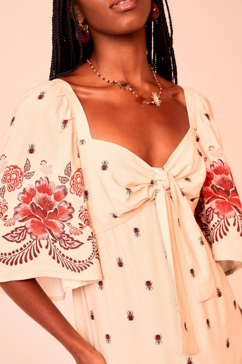 Vestido Cropped Fauna Bordada Estampado - foto 3