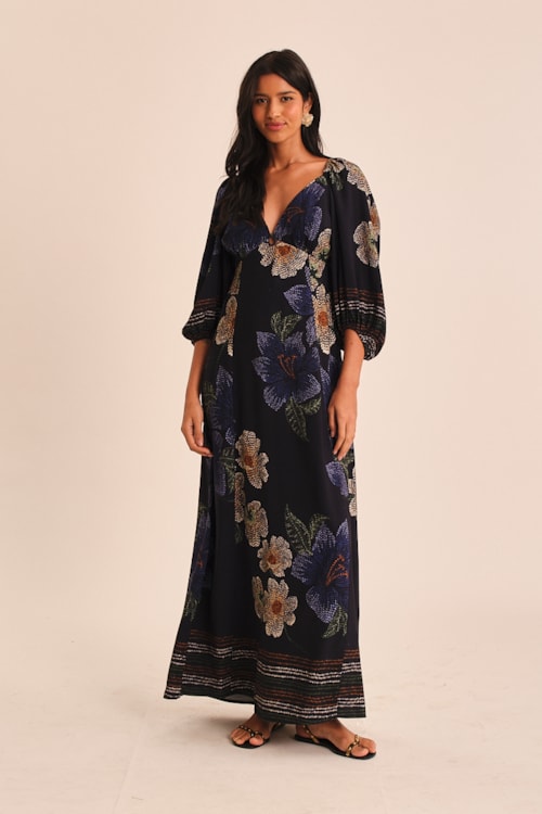 Vestido Cropped Flor De Acafrao Estampado - foto 1