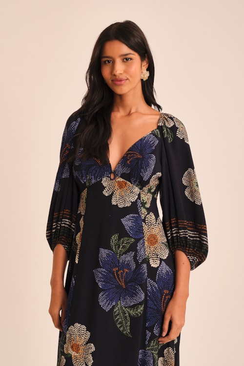 Vestido Cropped Flor De Acafrao Estampado - foto 2