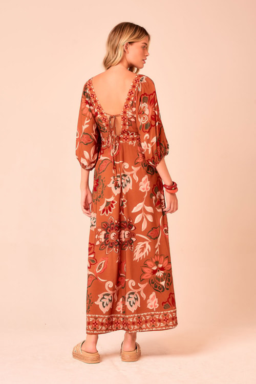 Vestido Cropped Flor De Outono Estampado - foto 4