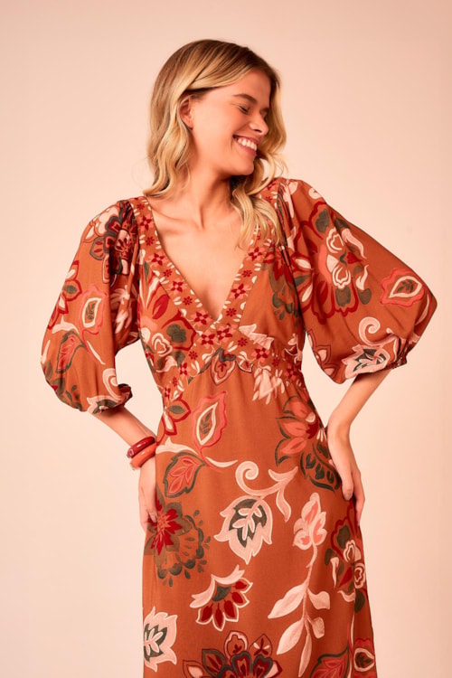 Vestido Cropped Flor De Outono Estampado - foto 2