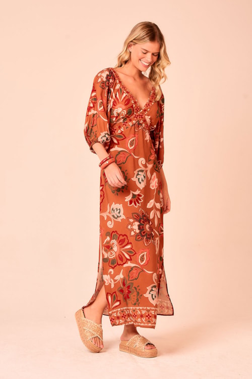 Vestido Cropped Flor De Outono Estampado - foto 3