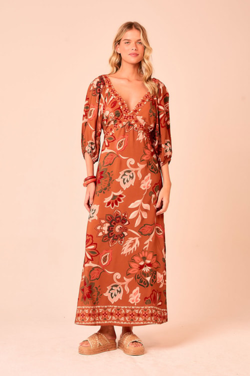 Vestido Cropped Flor De Outono Estampado - foto 1