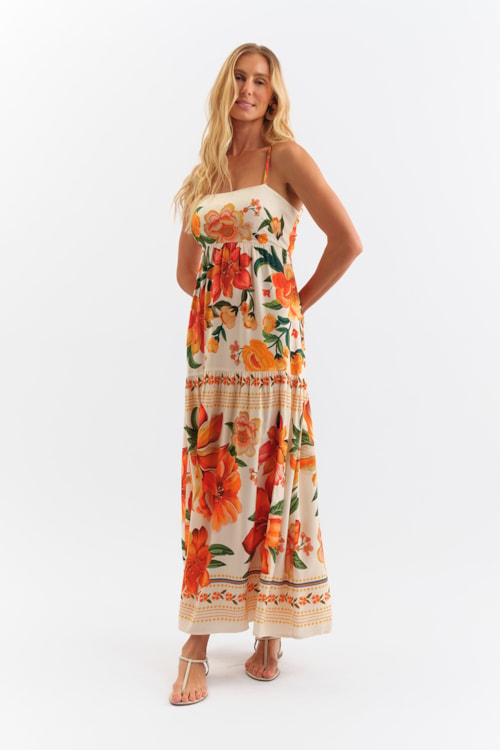 Vestido Cropped Flor De Tangerina Estampado - foto 3