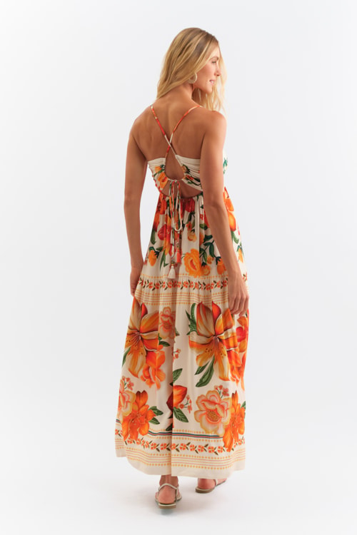 Vestido Cropped Flor De Tangerina Estampado - foto 4