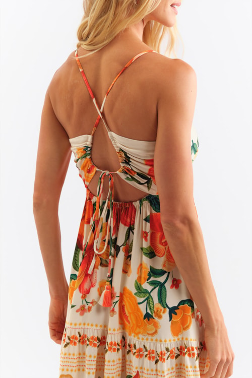 Vestido Cropped Flor De Tangerina Estampado - foto 5