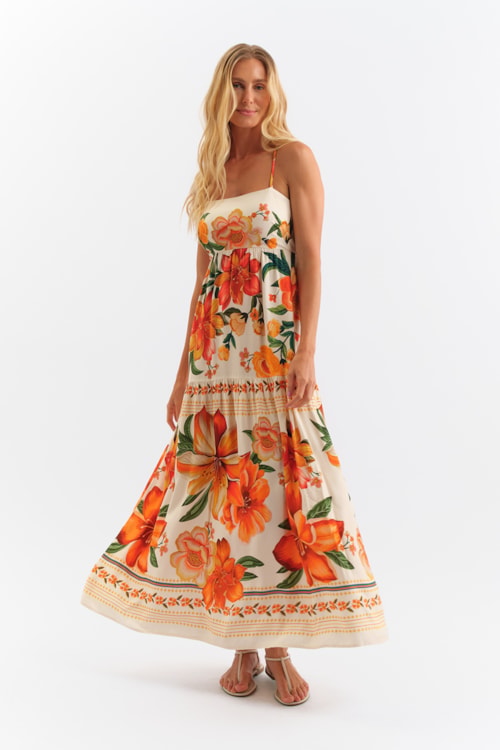 Vestido Cropped Flor De Tangerina Estampado - foto 1