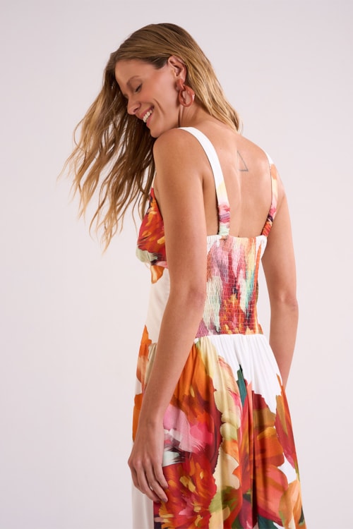 Vestido Cropped Floral Aquarela Estampado - foto 4