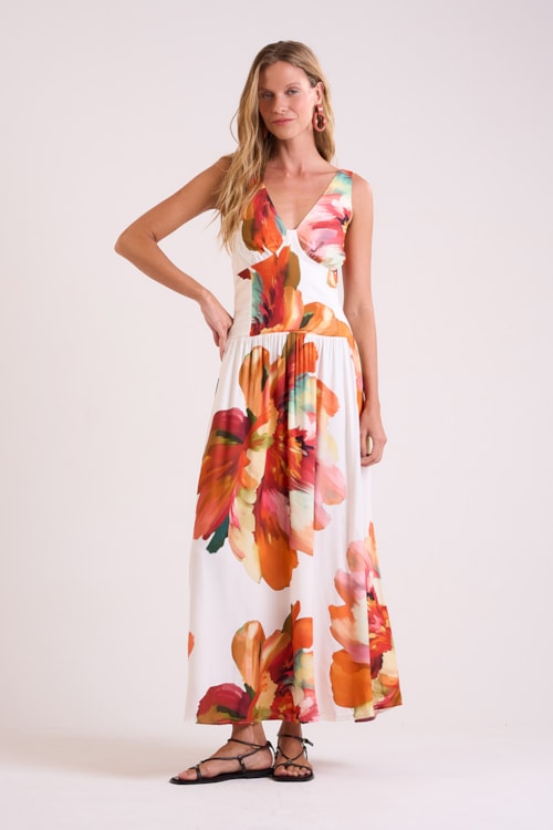 Vestido Cropped Floral Aquarela Estampado - foto 1