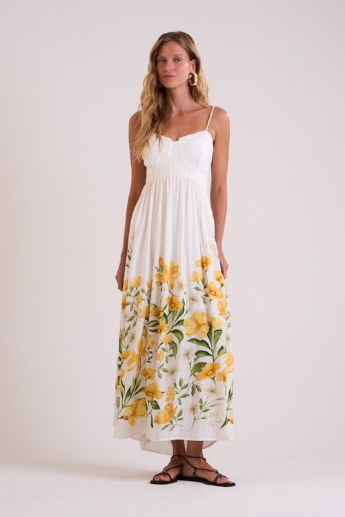 Vestido Cropped Floral Canola Estampado - foto 1