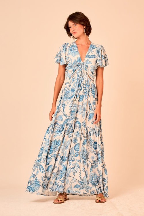 Vestido Cropped Floral Lurex Estampado - foto 1