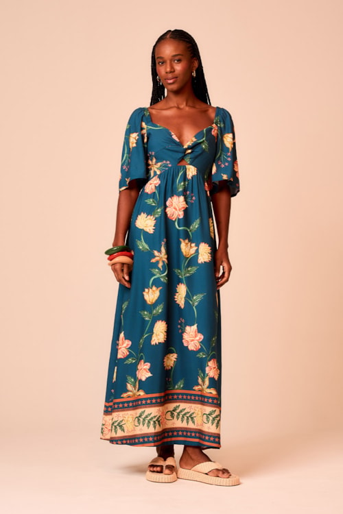 Vestido Cropped Floral Noturno Estampado - foto 1