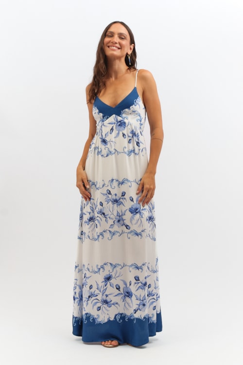 Vestido Cropped Floral Oceano Estampado - foto 1