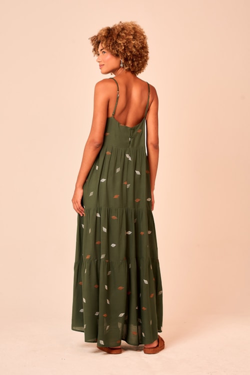 Vestido Cropped Folha Bordada Verde Selva - foto 2