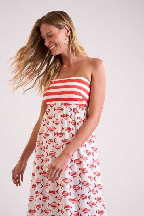 Vestido Cropped Gravataria Peixes Estampado - foto 3
