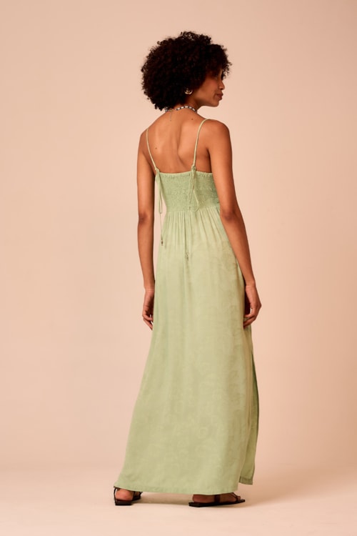 Vestido Cropped Jacquard Folha Verde - foto 2