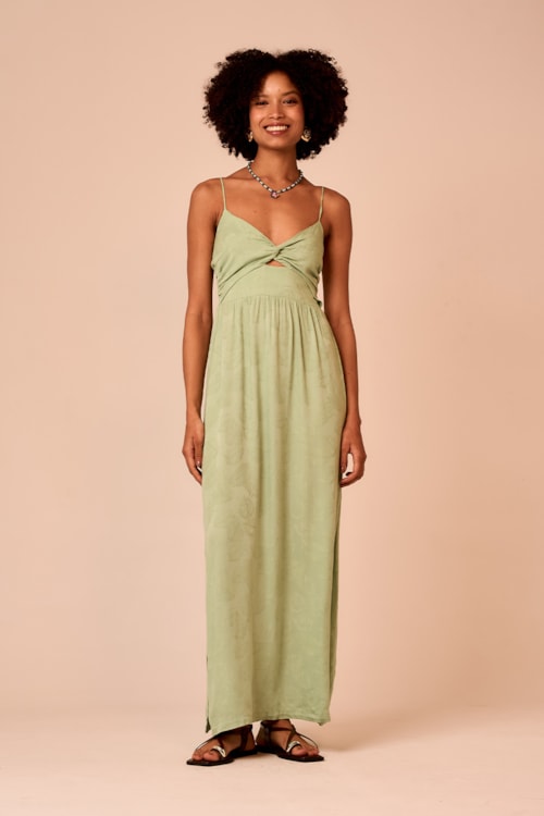 Vestido Cropped Jacquard Folha Verde - foto 4