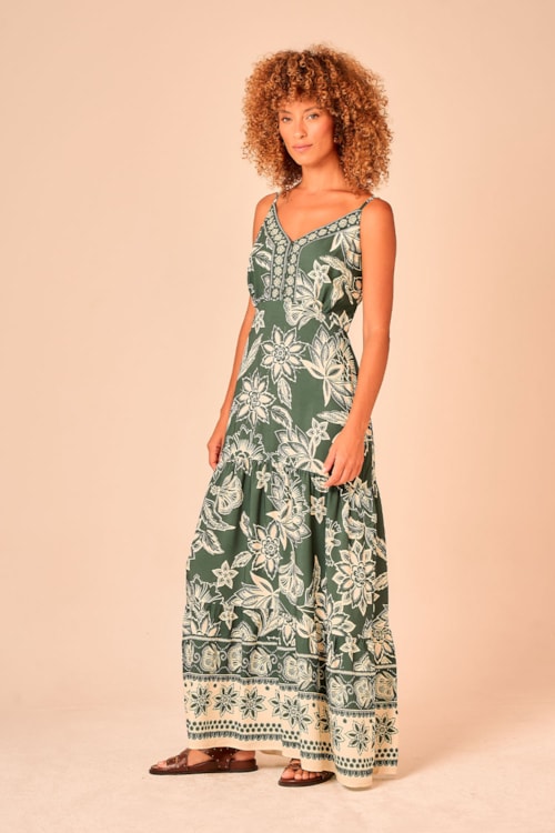 Vestido Cropped Jardim Bicolor Estampado - foto 3